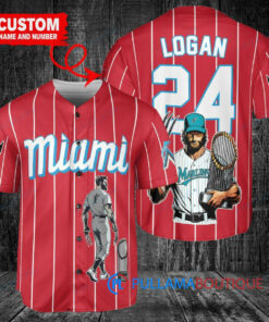 Miami Marlins x Wolverine Logan with Trophy Custom Baseball Jersey Red