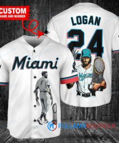 Miami Marlins x Wolverine Logan with Trophy Custom Baseball Jersey White