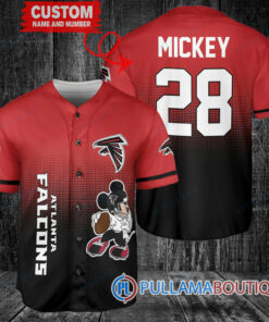 Mickey Atlanta Falcons  Custom Baseball Jersey Red and Black