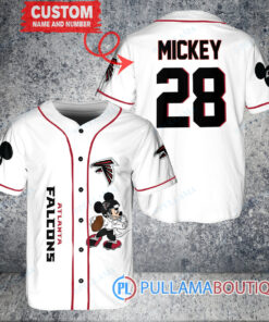 Mickey Atlanta Falcons  Custom Baseball Jersey White