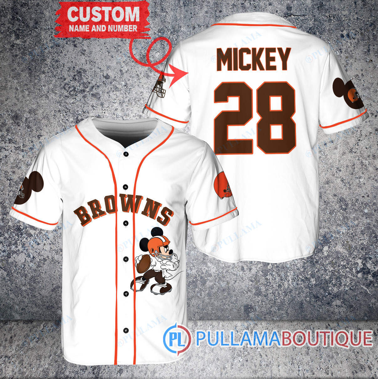 Mickey Kansas City Chiefs  Custom Baseball Jersey White