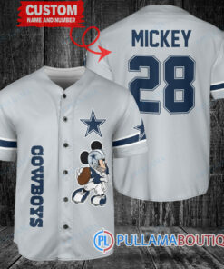 Mickey Dallas Cowboys  Custom Baseball Jersey Gray