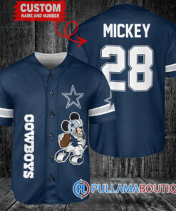 Mickey Dallas Cowboys  Custom Baseball Jersey Navy