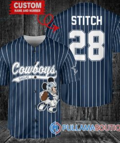 Mickey Dallas Cowboys  Custom Baseball Jersey Navy Striped