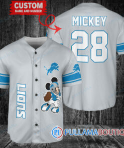 Mickey Detroit Lions  Custom Baseball Jersey Gray