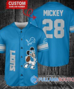 Mickey Detroit Lions  Custom Baseball Jersey Light Blue