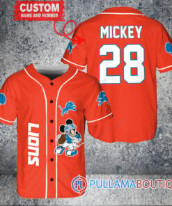 Mickey Detroit Lions  Custom Baseball Jersey Orange