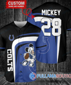 Mickey Indianapolis Colts  Custom Baseball Jersey Black – Royal