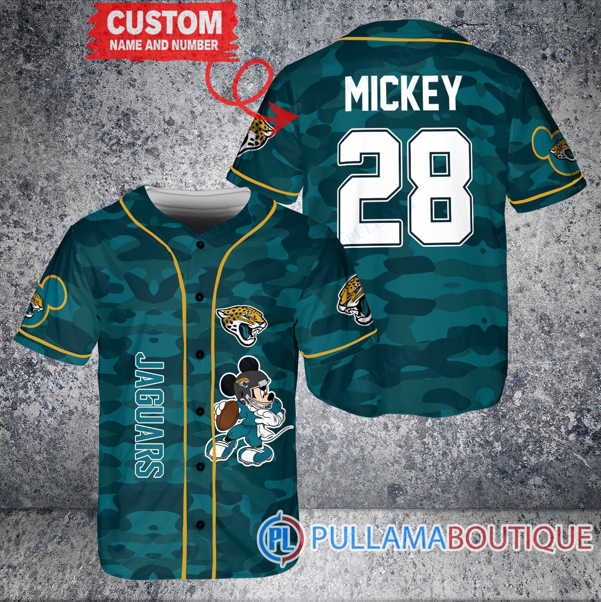 Mickey Jacksonville Jaguars  Custom Baseball Jersey Teal