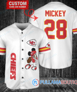 Mickey Kansas City Chiefs  Custom Baseball Jersey White