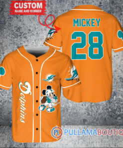 Mickey Miami Dolphins  Custom Baseball Jersey Orange