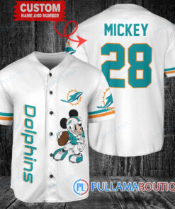 Mickey Miami Dolphins Custom Baseball Jersey White