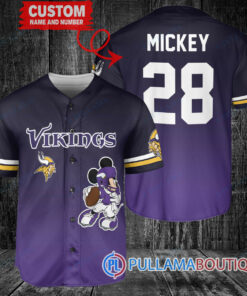 Mickey Minnesota Vikings  Custom Baseball Jersey Purple Black