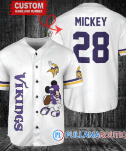 Mickey Minnesota Vikings  Custom Baseball Jersey White