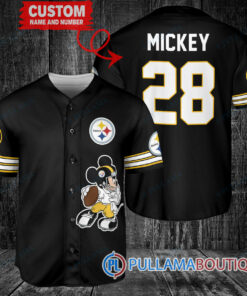 Mickey Pittsburgh Steelers  Custom Baseball Jersey Black Without Piping