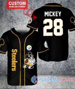 Mickey Pittsburgh Steelers  Custom Baseball Jersey Black