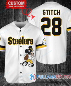 Mickey Pittsburgh Steelers  Custom Baseball Jersey White