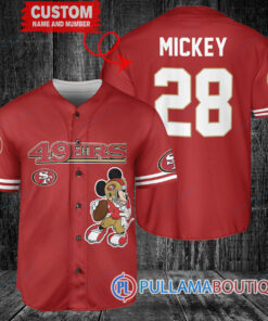 Mickey San Francisco 49ers Custom Baseball Jersey Red