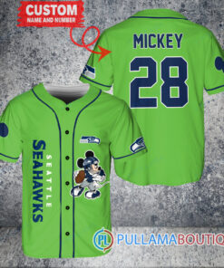 Mickey Seattle Seahawks  Custom Baseball Jersey Kelly