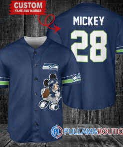 Mickey Seattle Seahawks  Custom Baseball Jersey Navy