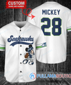 Mickey Seattle Seahawks Custom Baseball Jersey White