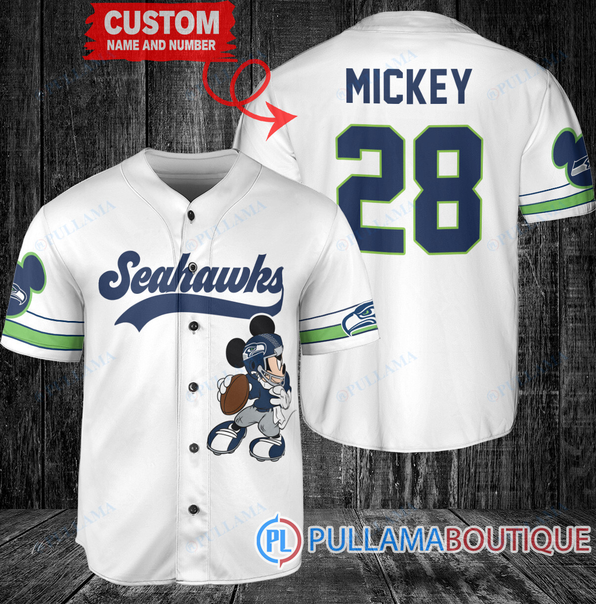 Mickey Miami Dolphins Custom Baseball Jersey White