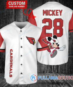 Mickey x Arizona Cardinals Custom Baseball Jersey White