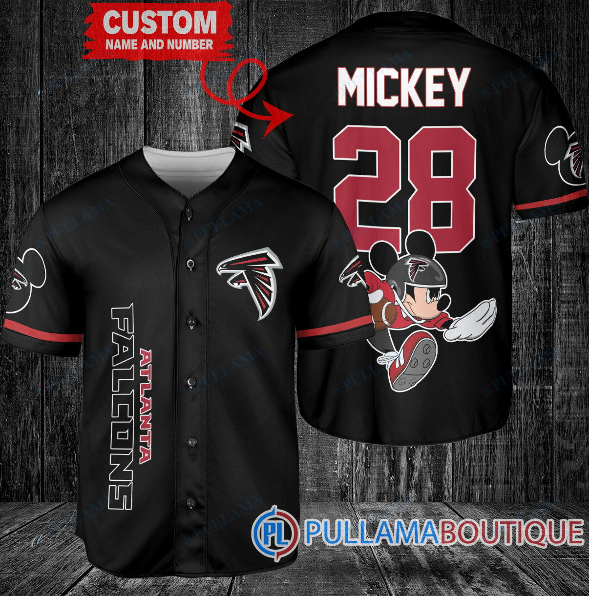 Mickey x New England Patriots Custom Baseball Jersey Red