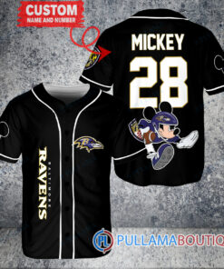 Mickey x Baltimore Ravens Custom Baseball Jersey Black