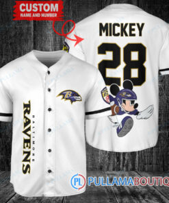 Mickey x Baltimore Ravens Custom Baseball Jersey White