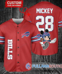 Mickey x Buffalo Bills Custom Baseball Jersey Red