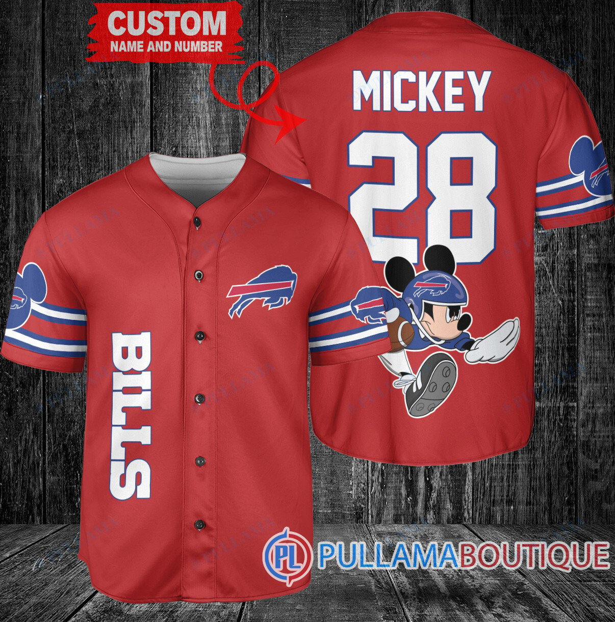 Mickey x Los Angeles Chargers Custom Baseball Jersey Blue