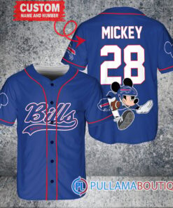 Mickey x Buffalo Bills Custom Baseball Jersey Royal