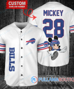 Mickey x Buffalo Bills Custom Baseball Jersey White