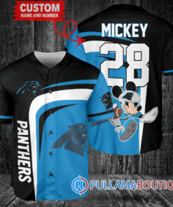 Mickey x Carolina Panthers Custom Baseball Jersey Black-Blue