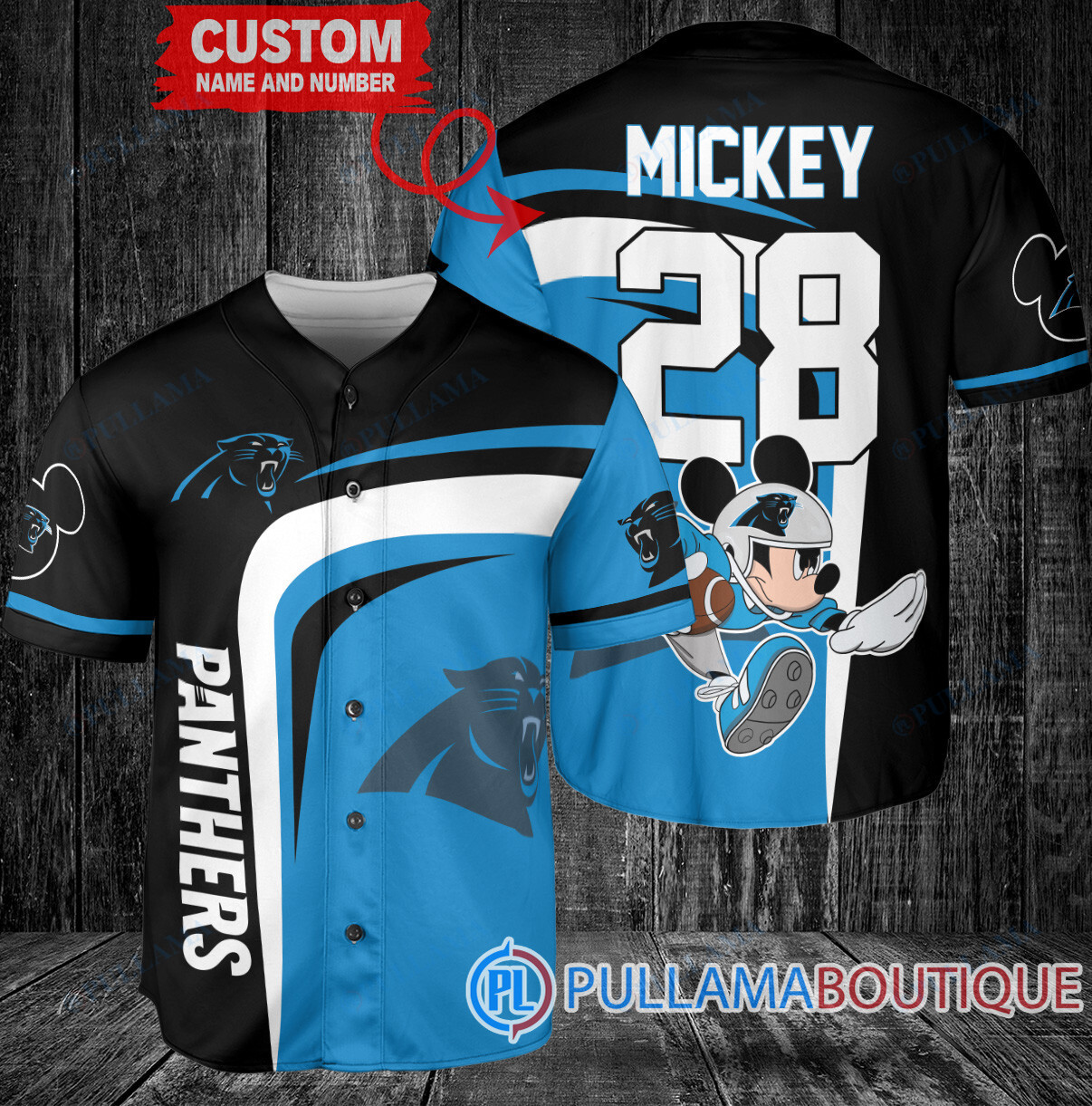 Mickey x New England Patriots Custom Baseball Jersey Navy