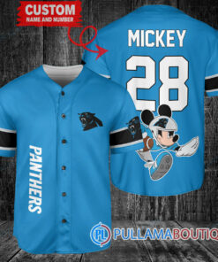 Mickey x Carolina Panthers Custom Baseball Jersey Blue