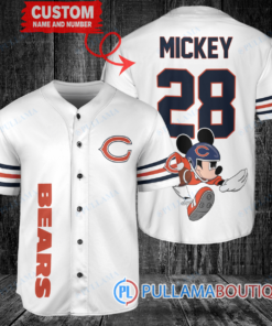 Mickey x Chicago Bears Custom Baseball Jersey White