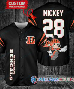 Mickey x Cincinnati Bengals Custom Baseball Jersey Black