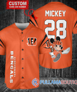 Mickey x Cincinnati Bengals Custom Baseball Jersey Orange