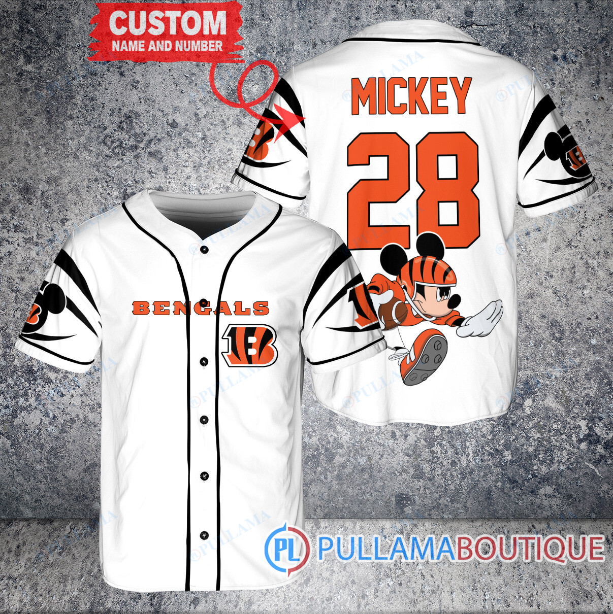 Mickey x New York Giants Custom Baseball Jersey White Without Piping