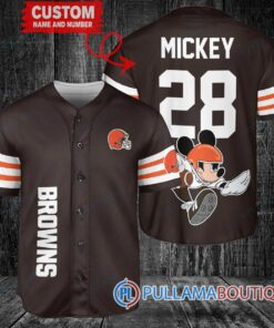 Mickey x Cleveland Browns Custom Baseball Jersey Brown