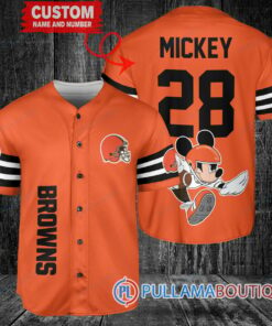 Mickey x Cleveland Browns Custom Baseball Jersey Orange