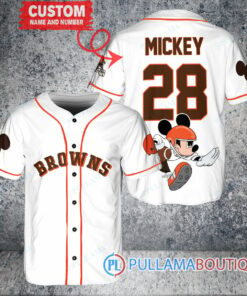 Mickey x Cleveland Browns Custom Baseball Jersey White