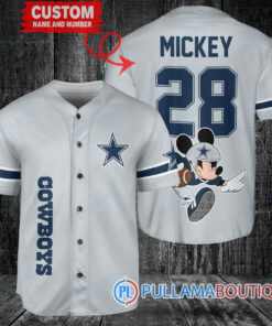 Mickey x Dallas Cowboys Custom Baseball Jersey Gray