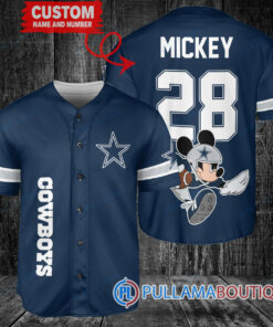 Mickey x Dallas Cowboys Custom Baseball Jersey Navy