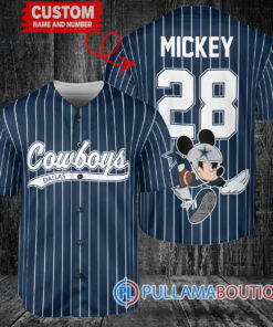 Mickey x Dallas Cowboys Custom Baseball Jersey Navy Stripe