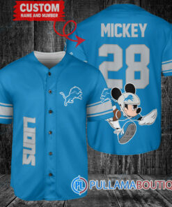 Mickey x Detroit Lions Custom Baseball Jersey Blue