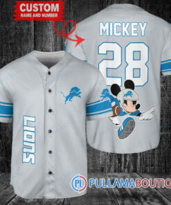 Mickey x Detroit Lions Custom Baseball Jersey Gray