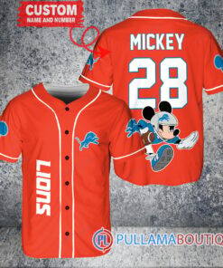 Mickey x Detroit Lions Custom Baseball Jersey Orange